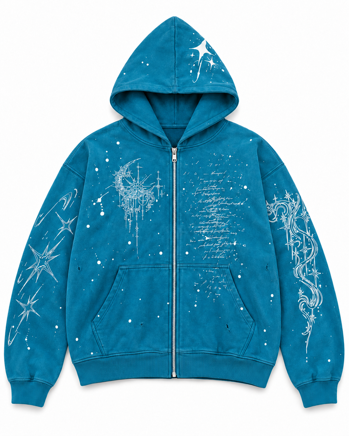 UNLIBERTÉ blue oversized zip hoodie — approved front product view