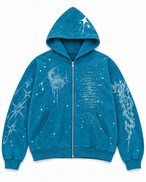 UNLIBERTÉ blue oversized zip hoodie — approved front product view